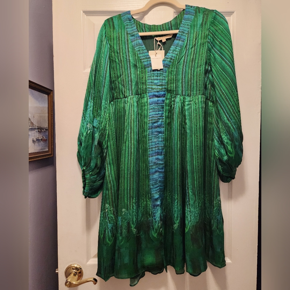 Anita Dongre Stripe green short dress